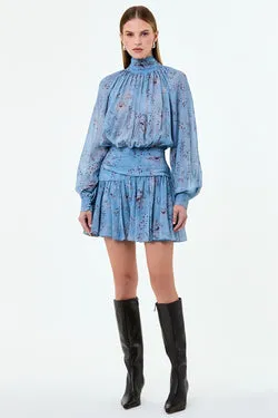CECILE DRESS - WISTERIA FLORAL BLUE SMOKE