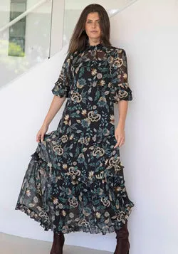 Premonition Black Floral Maxi Dress