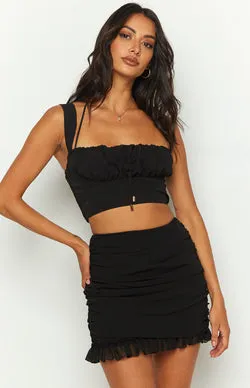 Petal Black Mini Skirt