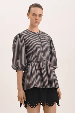 Petra Blouse - Liquorice Stripe