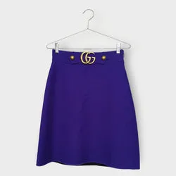 Silk & Wool Midi Skirt with GG Belt