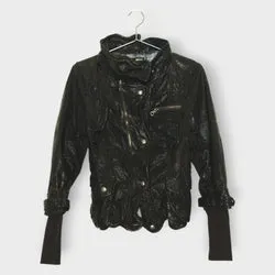 Leather Crumpled Look Jacket