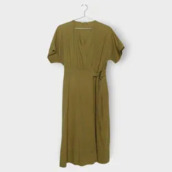 Cotton Wrap Midi Dress