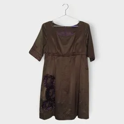 Metallic Flower Detail Mini Dress