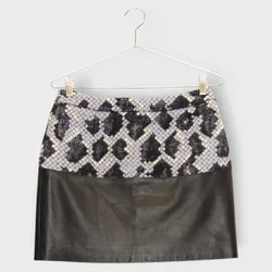 Leather Purple Tweed Mini Skirt