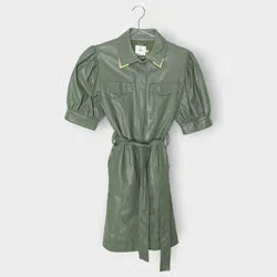 Faux Leather Belted Mini Dress