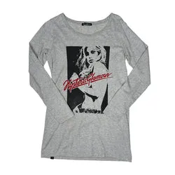 HYSTERIC GLAMOUR CURSIVE LOGO LONG SLEEVE - GREY 94HGRF