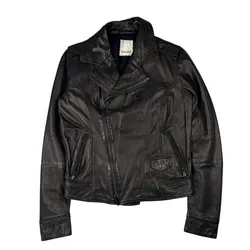 DIESEL LEATHER BIKER JACKET - DARK BROWN