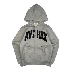 (NEW) AVIREX LOGO ZIP HOODIE - GREY