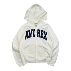 (NEW) AVIREX LOGO ZIP HOODIE - WHITE