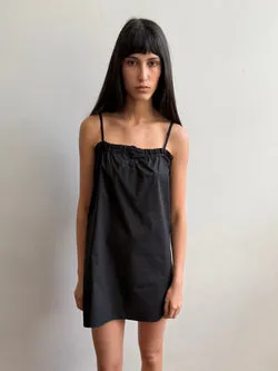 Frill Placket Dress - Black