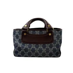 CELINE MACADAM CANVAS DENIM TOP HANDLE BAG