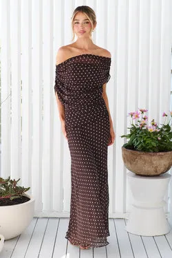 Pinto Maxi Dress - Brown Polka Dot
