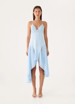Prilla Asymmetric Midi Dress - Blue