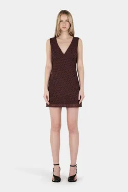 Quinn Mini Dress Chocolate Polka