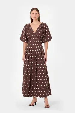 VICKY DRESS - MOCHA POLKA DOT