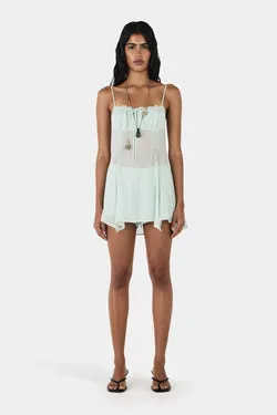 Raya Silk Mini Dress Seafoam