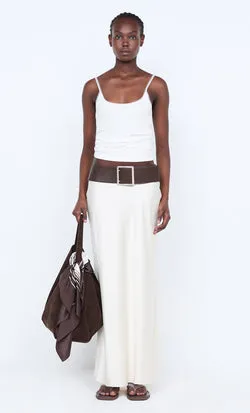 SILK BIAS MAXI SKIRT - CREAM