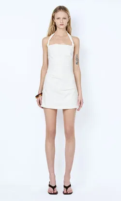 ANNETTA HALTER MINI DRESS - WHITE