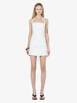 ANNETTA HALTER MINI DRESS - WHITE