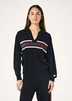 RETREAT COLLAR KNIT IN DARK SAPPHIRE