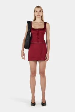 Cynthia Mini Skirt Red Dahlia