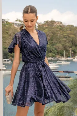 Amoretto Dress in Navy Sequin