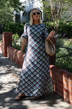 Loretta Dress - Blue Chocolate Check