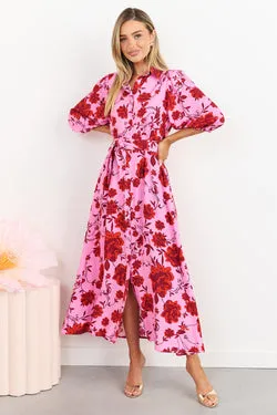 Rosa Shirt Dress - Hot Pink