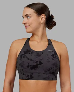 Accelerate Split Strap Sports Bra - Black Tie Dye
