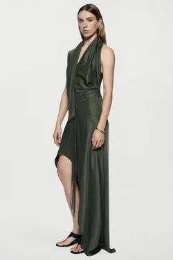 SATIN FRINGE MINI DRESS