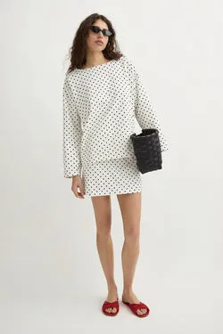 BEA SKIRT - CREAM BLACK POLKA DOT
