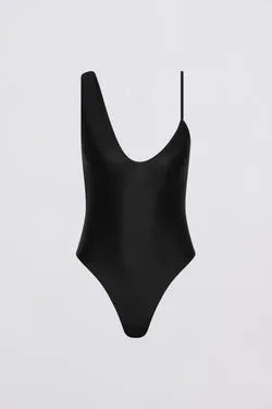 BLACK SPANDEX PLUNGE ONE PIECE