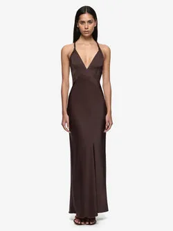 DAKOTA V MAXI DRESS - DARK CHOCOLATE