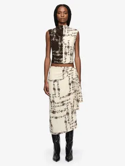 MYAH MIDI SKIRT - GEO VINE FLORAL CREAM