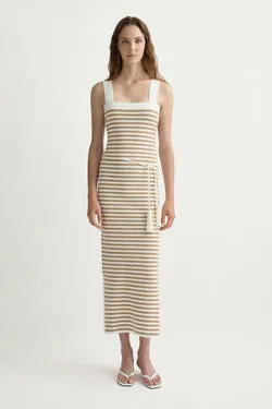 ARI DRESS - TAN STRIPE
