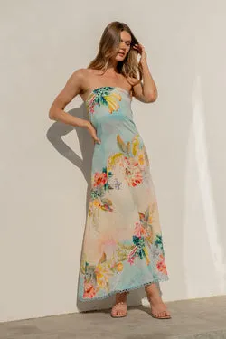 Summer Sky Maxi Dress in Multi Tropical Floral Print