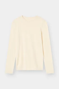 THE LONG SLEEVE SILK CREW - ECO WHITE