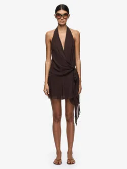 CELYSE MINI DRESS - DARK CHOCOLATE