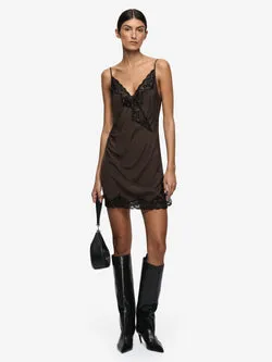 MAISON MINI DRESS - DARK CHOCOLATE/BLACK