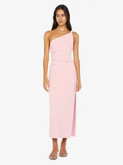 ARIVEN ASYM MIDI DRESS - POWDER PINK