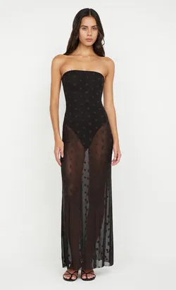 KARLA STRAPLESS MAXI DRESS - BLACK/CHOC SPOT