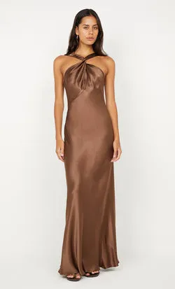 ELISIA TWIST MAXI DRESS - MILK CHOCOLATE
