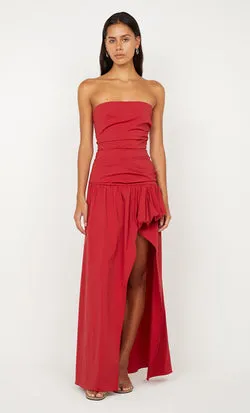 DANTE STRAPLESS MAXI DRESS - CHERRY