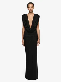 ARIANNA COWL NECK MAXI DRESS - BLACK