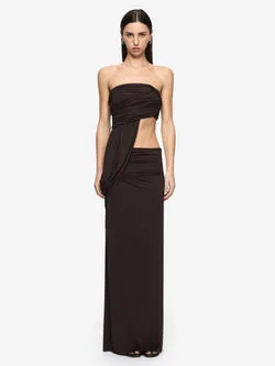 NIKO MAXI SKIRT - DARK CHOCOLATE