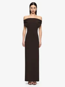 ETTA OFF SHOULDER MAXI DRESS - ESPRESSO