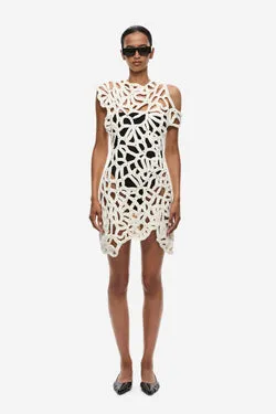 THE HAND WOVEN CROCHET MINI DRESS