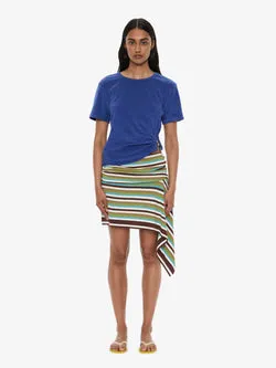 Stripe Knit Extension Drape Mini Skirt