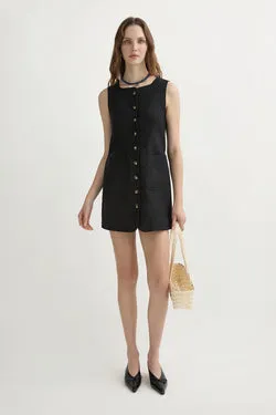 EMMA BUTTON DOWN DRESS - BLACK